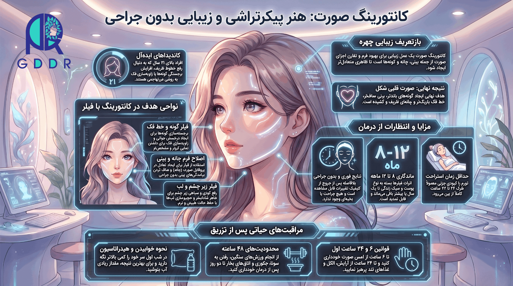آموزش کانتورینگ صورت و تزریق ژل