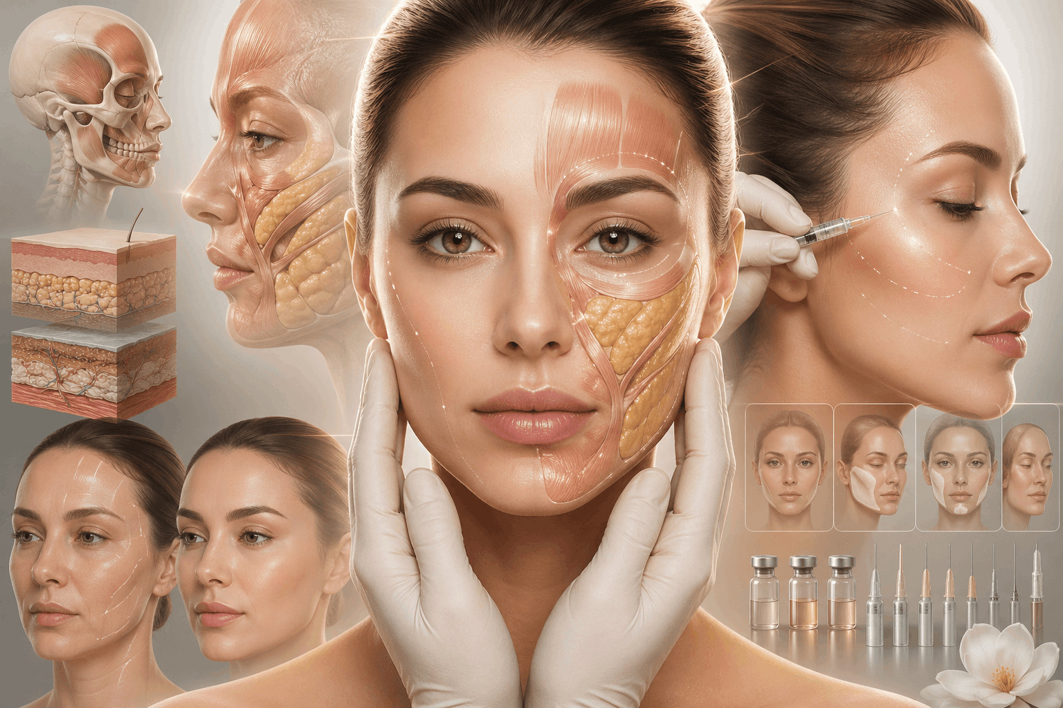 تصویر مفهومی از آناتومی زیبایی برای تزریقات فیلر و بوتاکس