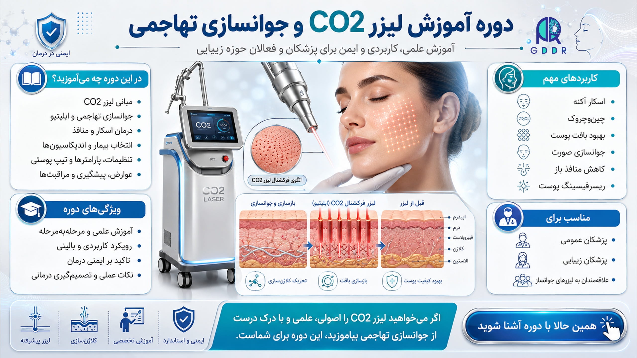 دوره آموزش لیزر co2 و جوانسازی تهاجمی